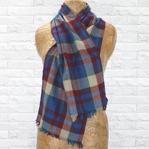 VINTAGE Misty Harbor Scarf Men's Plaid Multicolor Acrylic Unisex Red Blue